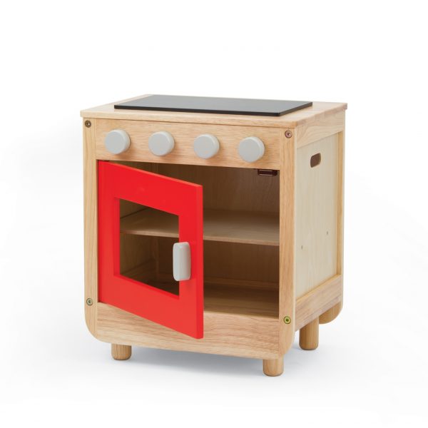 Toddler Red Curvy Wooden Cooker 2